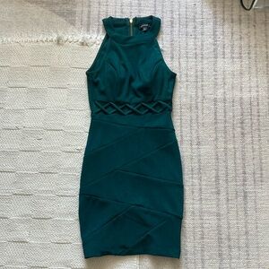 Le Chateau Green Halter Bodycon Mini Dress